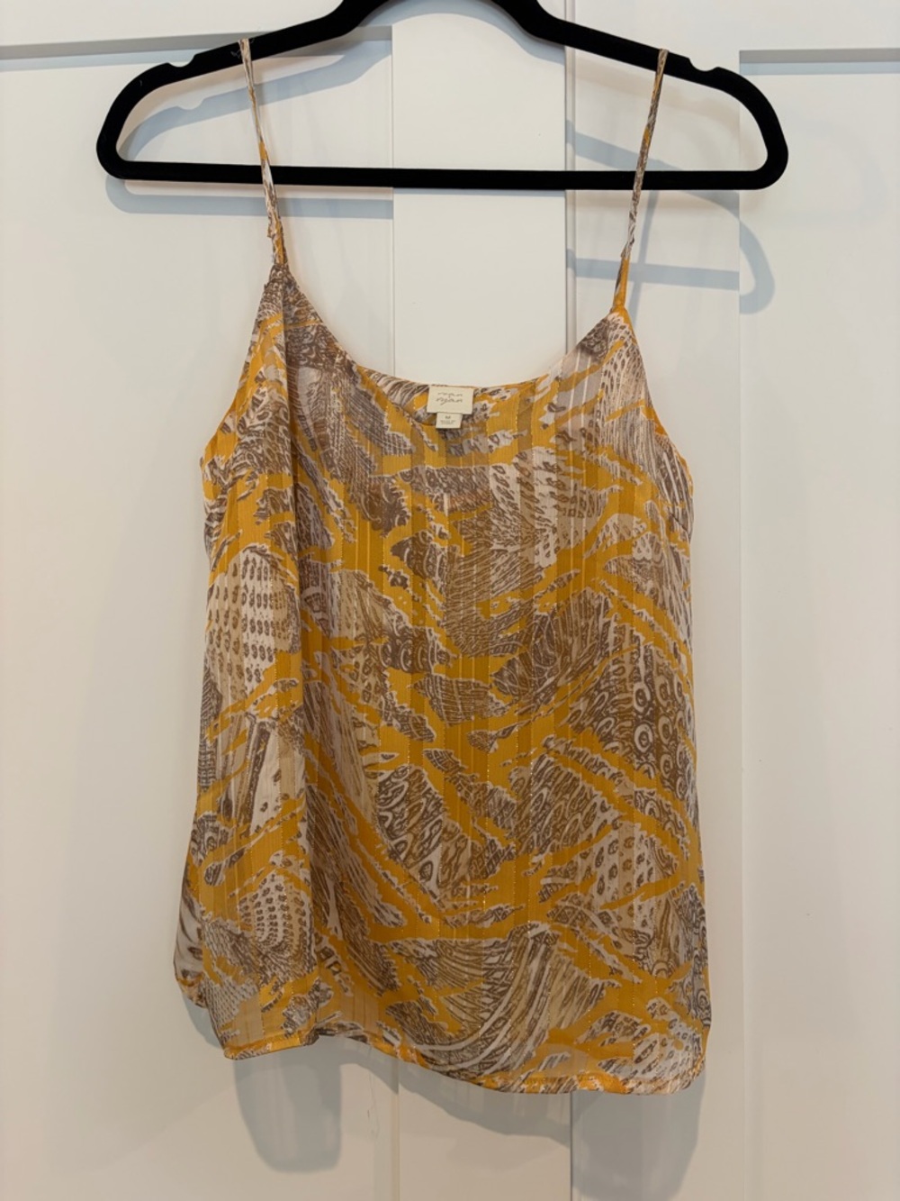 Ella Moss Yellow and Beige Printed Silk Cami